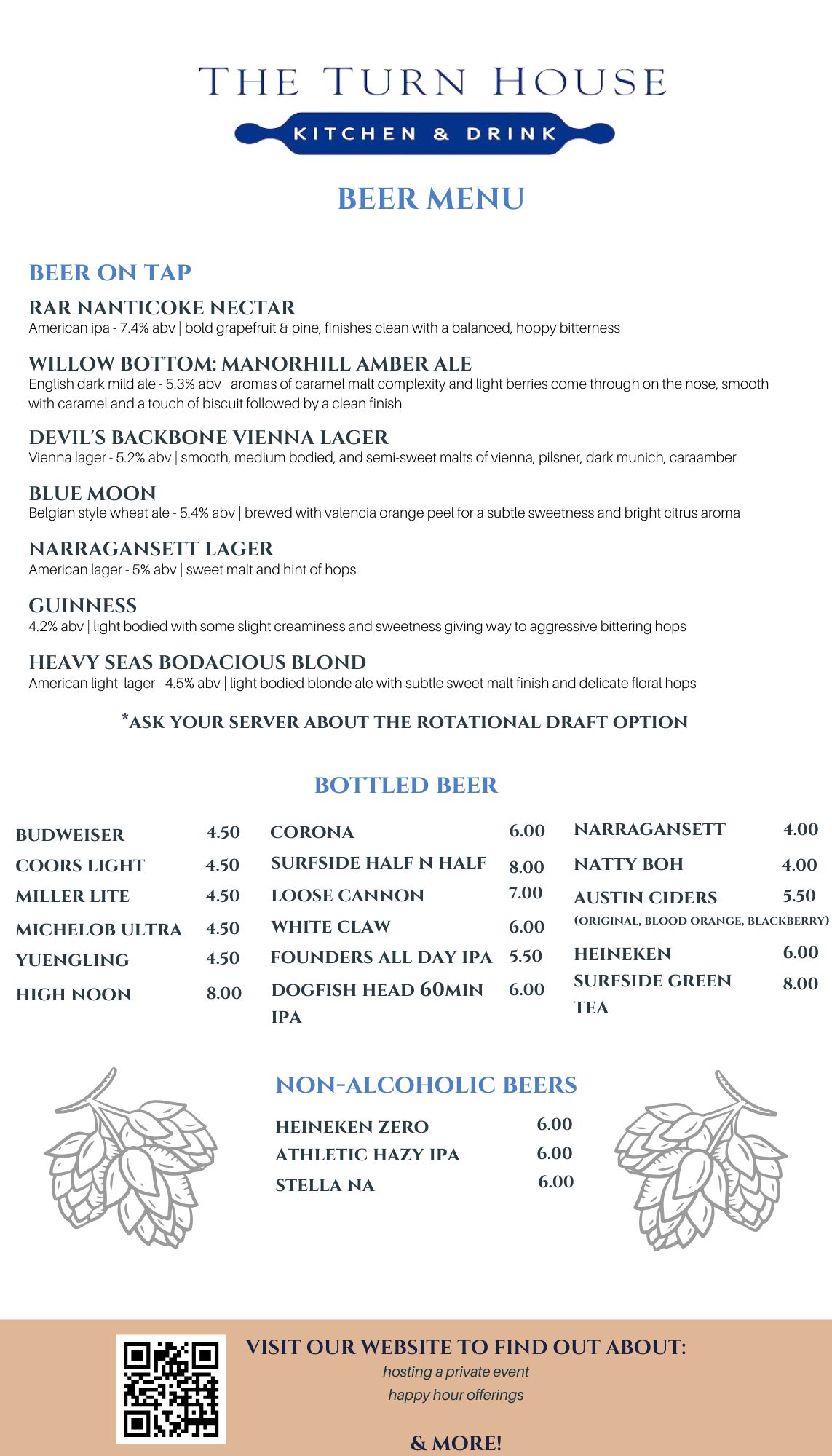 The Turn House Drink Menu Page 2
