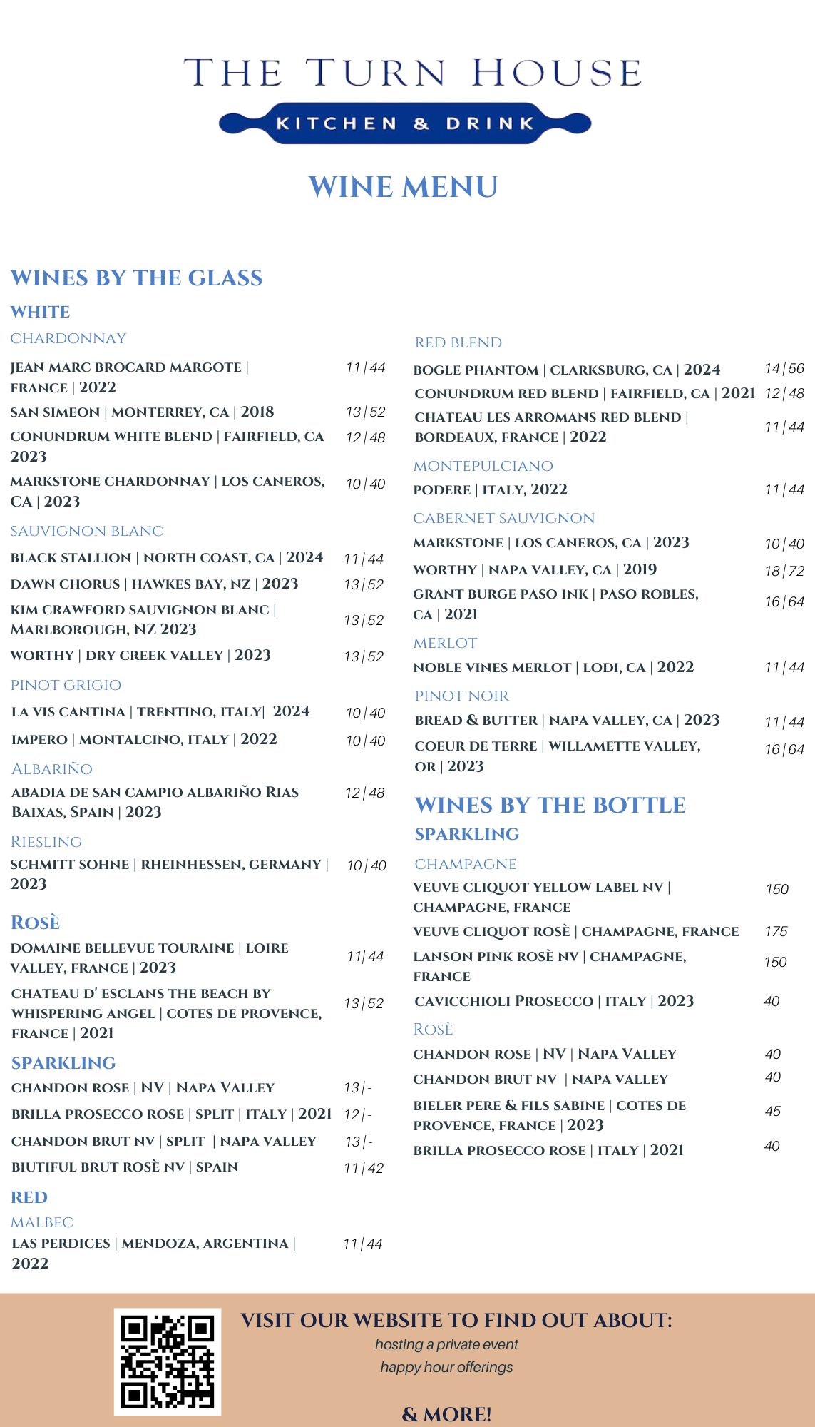 The Turn House Drink Menu Page 3