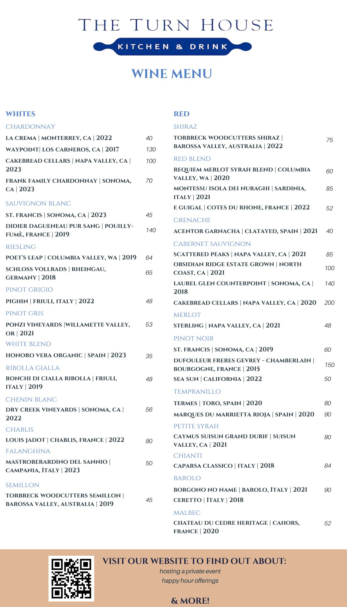 The Turn House Drink Menu Page 4